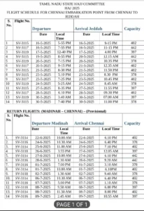 TN Haj flight schedule